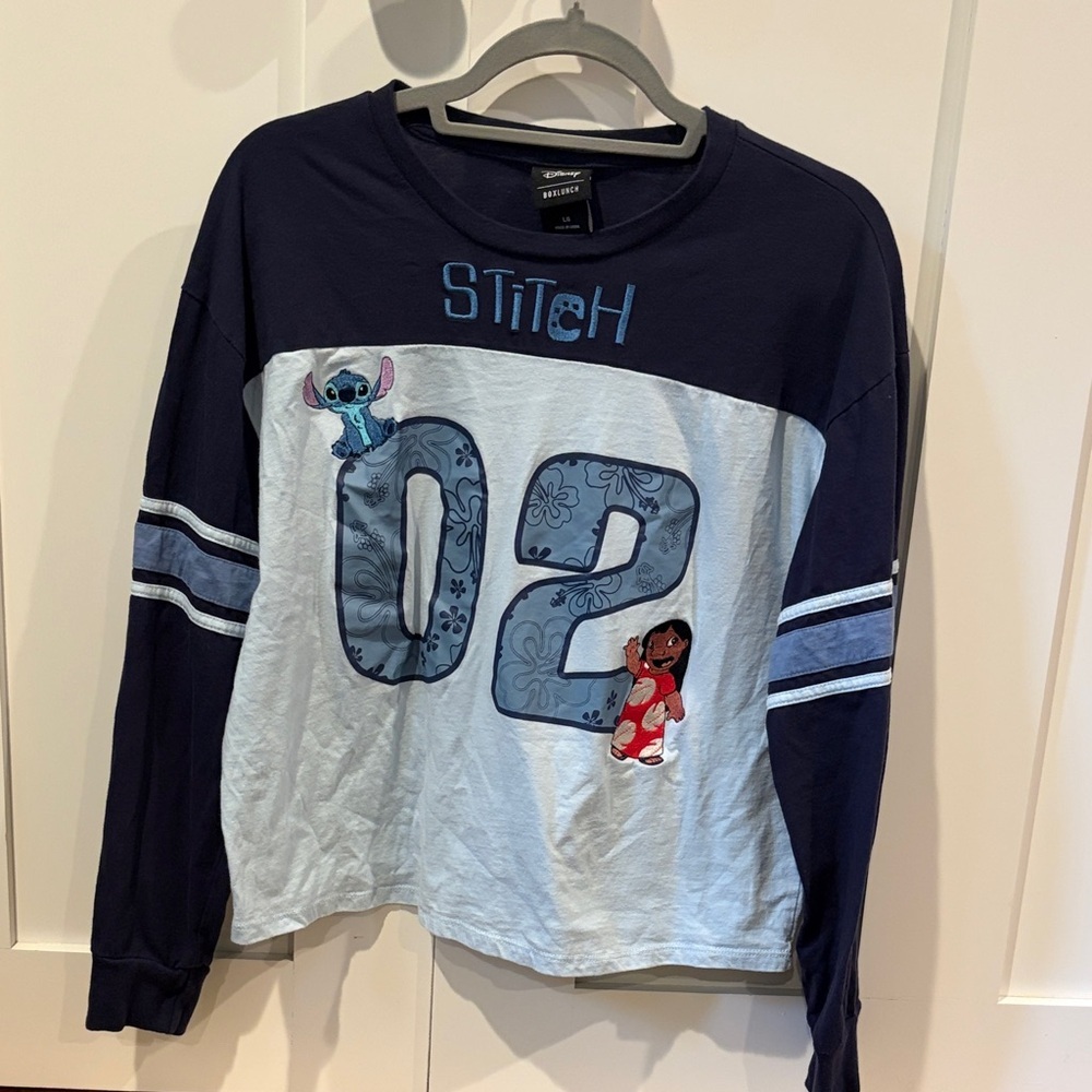 Disney Stitch & Lilo Long Sleeve Shirt - Dark Blue and Light Gray